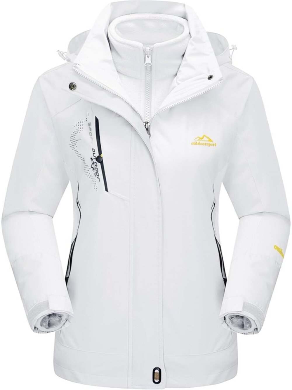 〽️Women's White 3-in-1 Winter Snow Waterproof Fleece Lined Parka Hooded Jackets